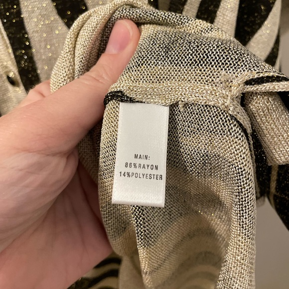 St. John Tiger Stripe Shimmer Knit Trapeze Cardigan Tunic $795 retail Sz Small - Picture 12 of 12